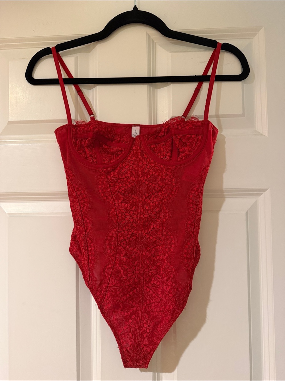 Urban Outfitters Red Lace Corset Bodysuit with Underwire